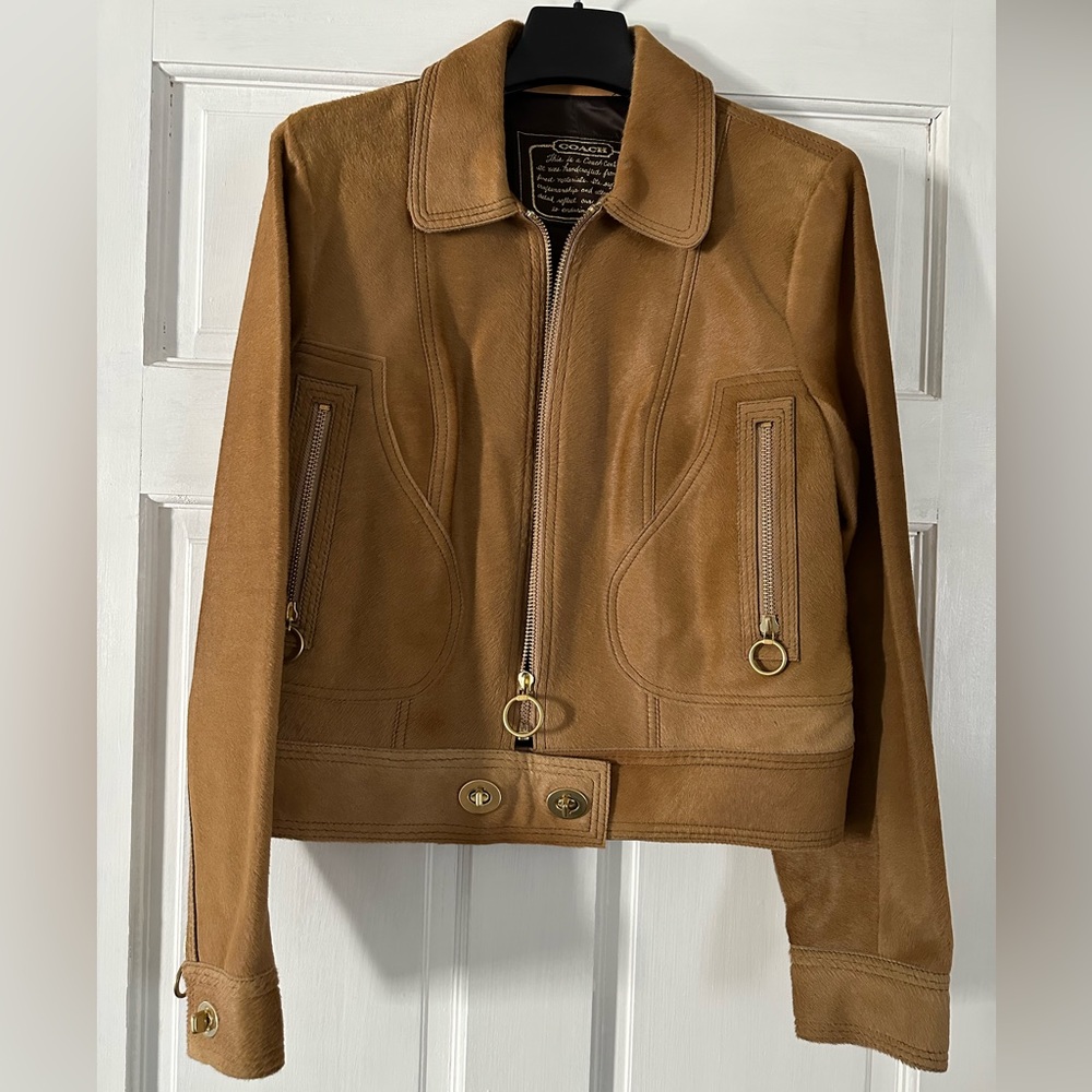 Coach Hair Calf Jacket size 8 Camel color